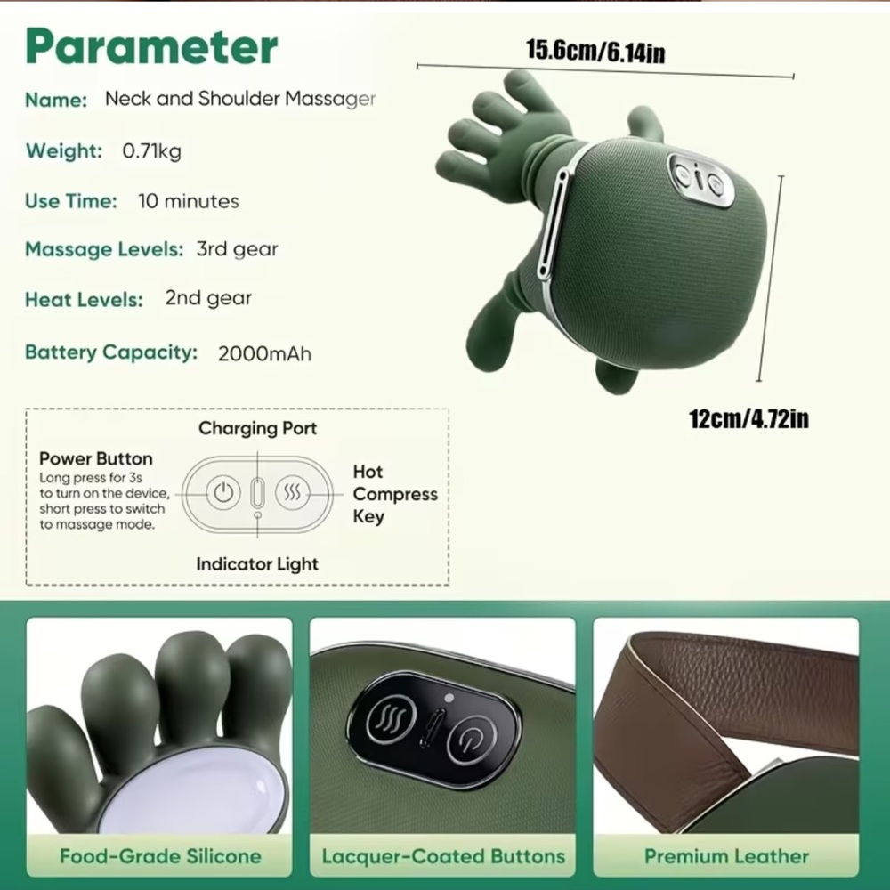 Heated Neck & Shoulder Massager | Deep Kneading Shiatsu Pain Relief - Picture 5 of 5